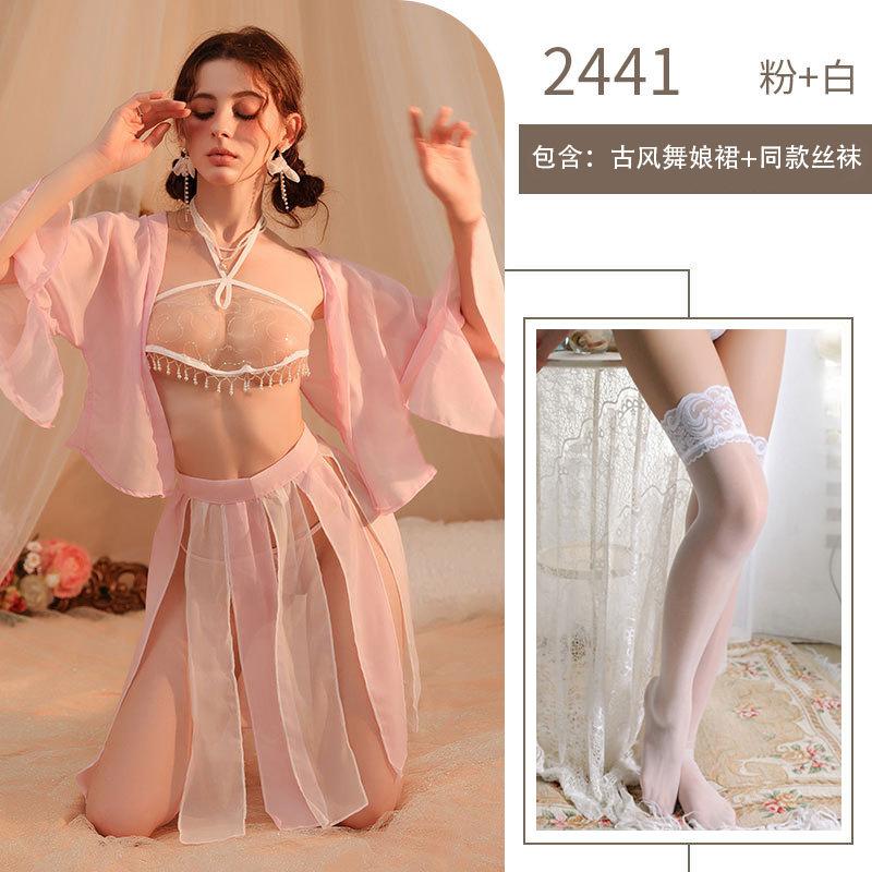 Fun underwear antique belly pocket Fun uniform perspective pure desire exotic hanfu free pearl sling