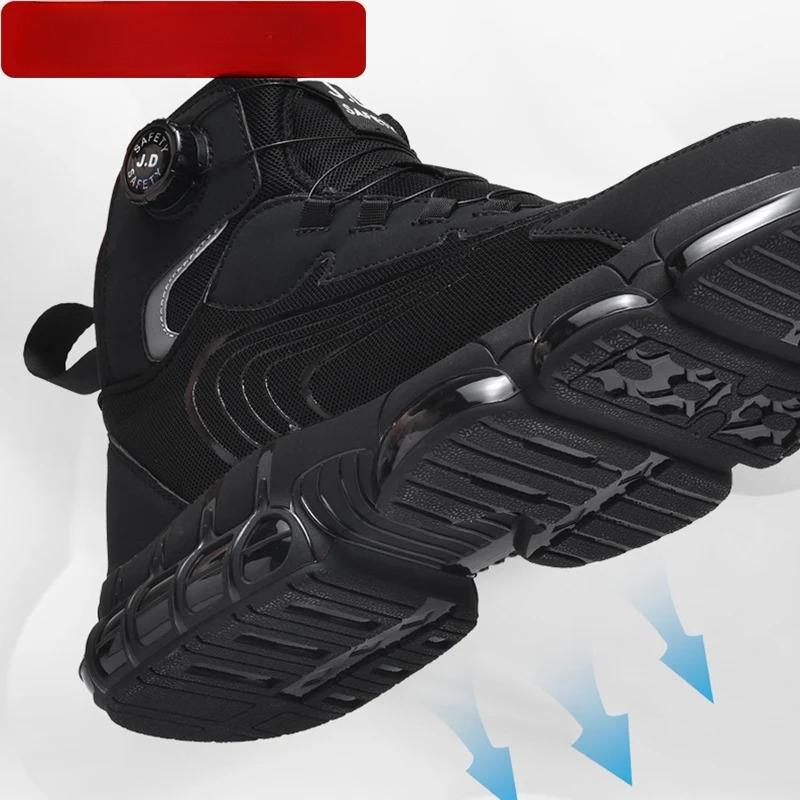 New Men's Rotary Buckle Work Safety Shoes Protective Fashion Tactical Boots Anti-impact and Anti-piercing Work Shoes