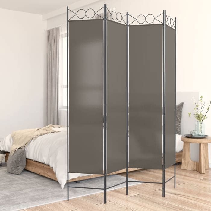 350152 vidaXL Room Divider 4 Panels Anthracite 160x200 Cm Fabric
