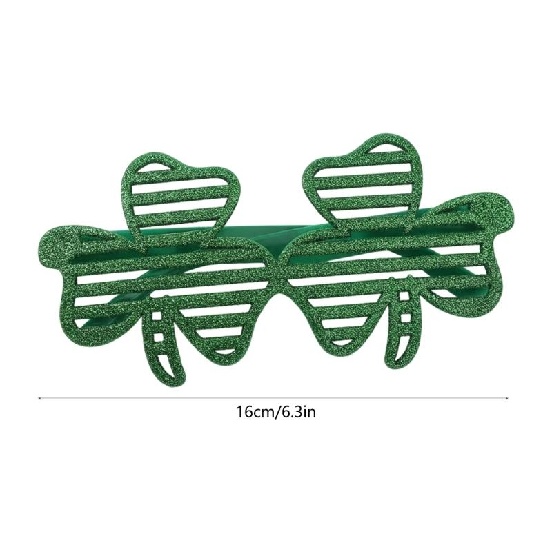 Irish Shamrock Eyeglasses Green Four Leaf Clovers Glasses Leprechaun Costume for Women Men Saint Patrick's Day Sunglass