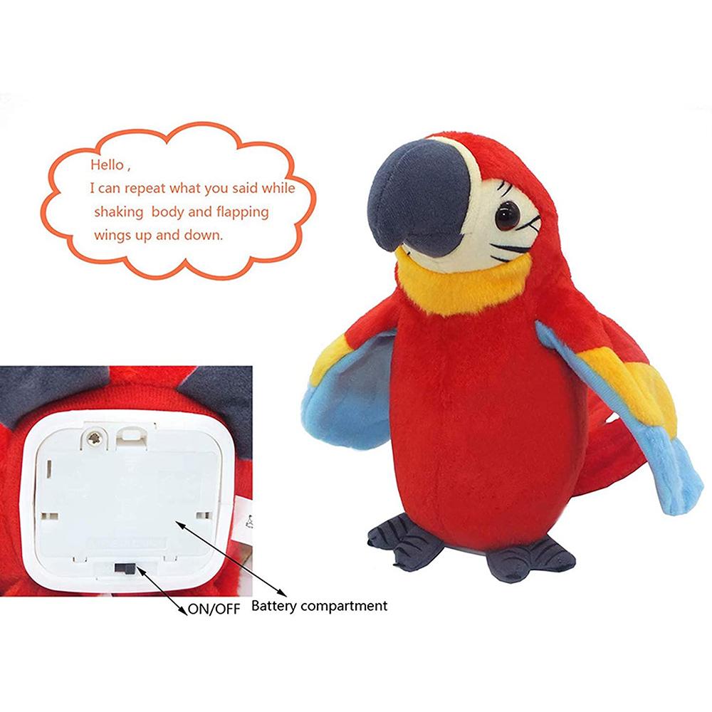 Talking Parrot Repeats What You Say Electric Plush Animal Toy Parrot Talking Bird Birthday Gift for Kid