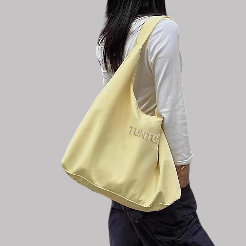 Summer new large-capacity women's simple embroidered shoulder bag casual shopping bag