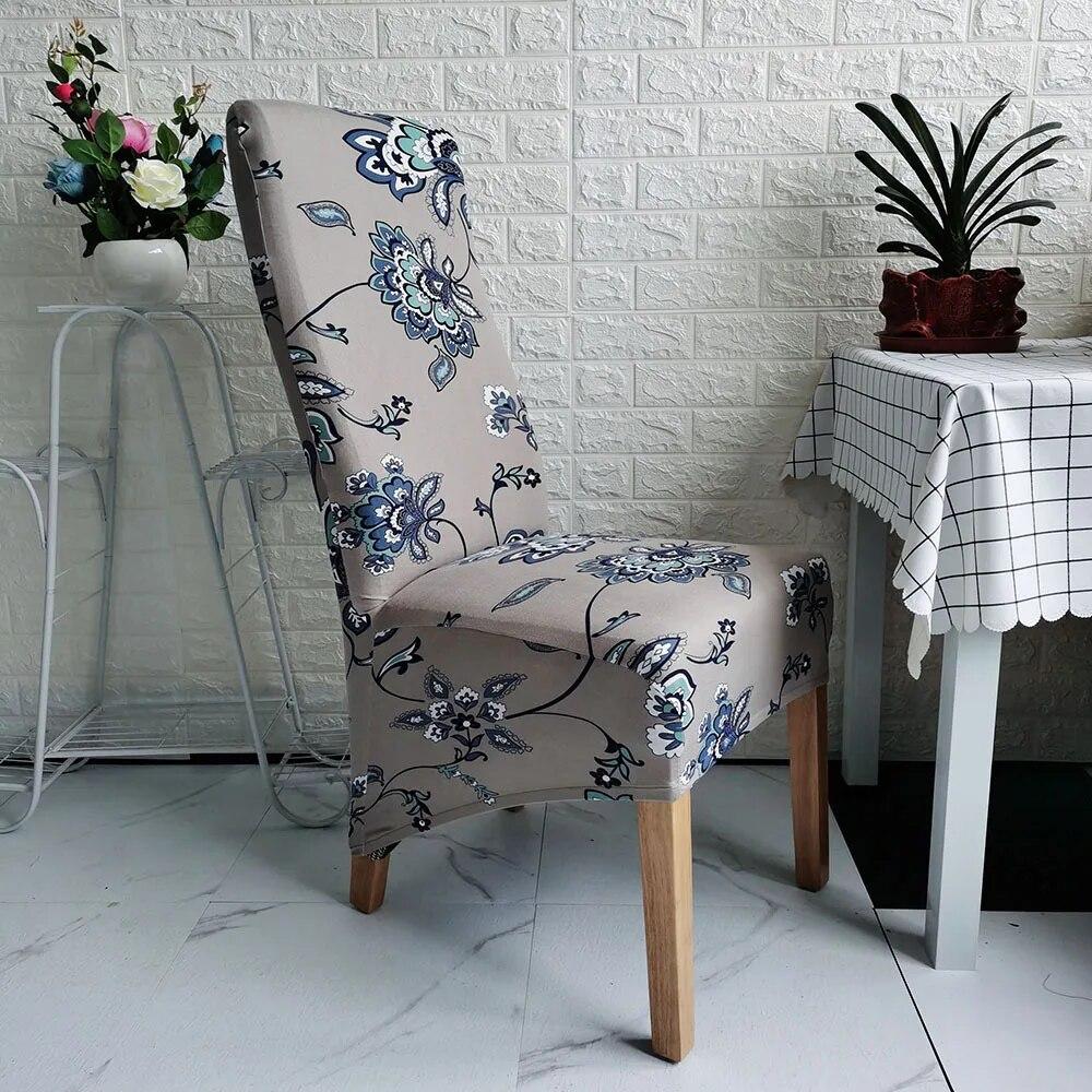Printed King Back Chair Cover Stretch Large XL Size Chair Covers for Dining Room Home Hotel Banquet Decor Long Seat Protectors