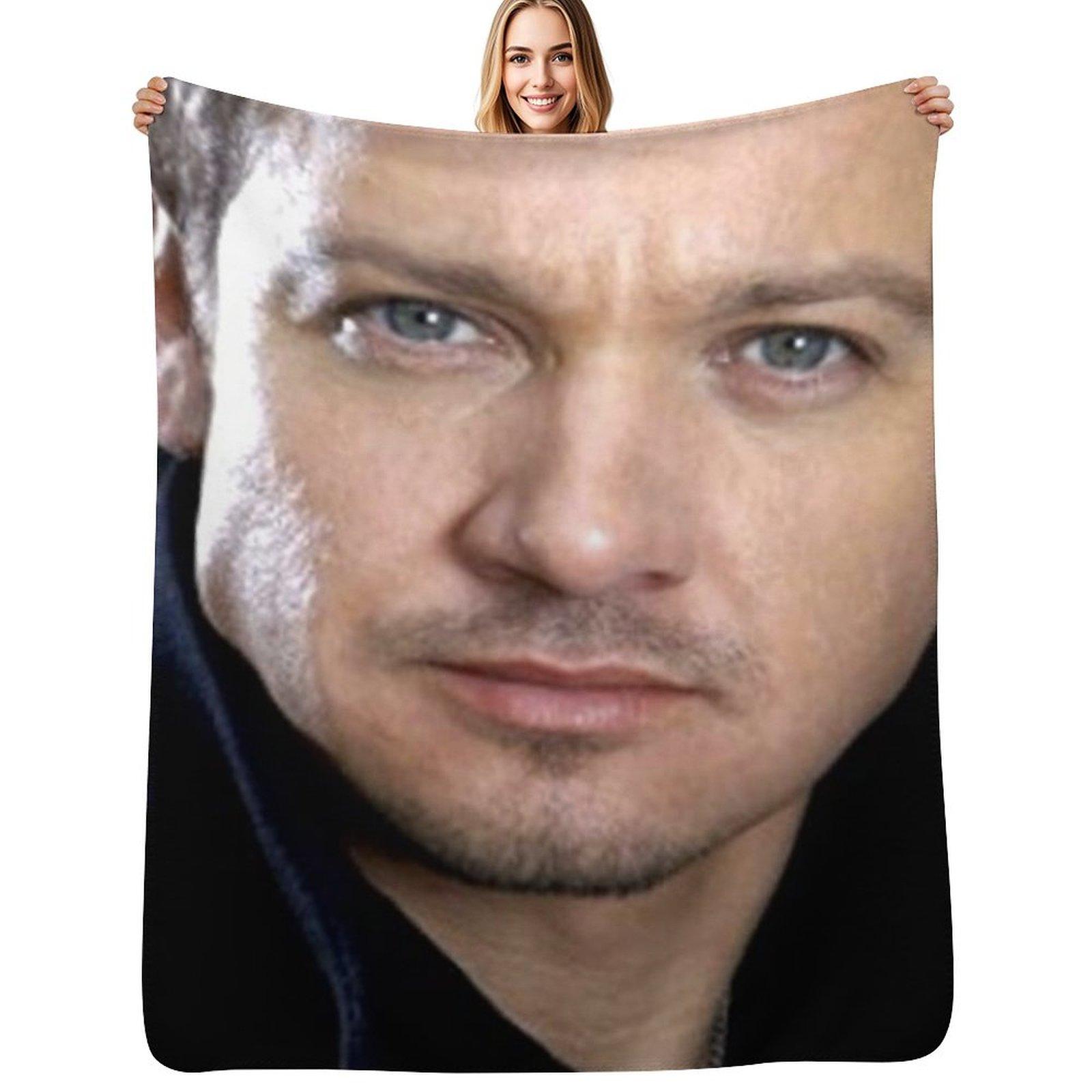 Jeremy Renner Throw Blanket Summer Cool Breathable Blanket for Sleeping Size: 75*100cm, Weight: 230 GSM