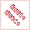 Short Glossy Leopard Print Color Block Bow Press On Nails Removable False Nail Set 24 Pieces