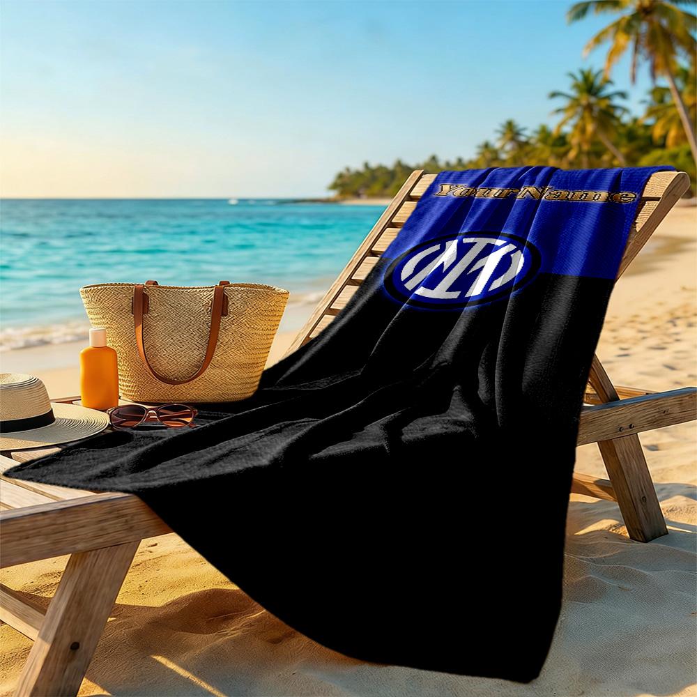 Inter Milan Customized Name Beach Towel High Absorbency & Quick-Dry Ideal for Travel Outdoor Swim Pool Yoga Surf Camping Hiking Gym Gift Holiday