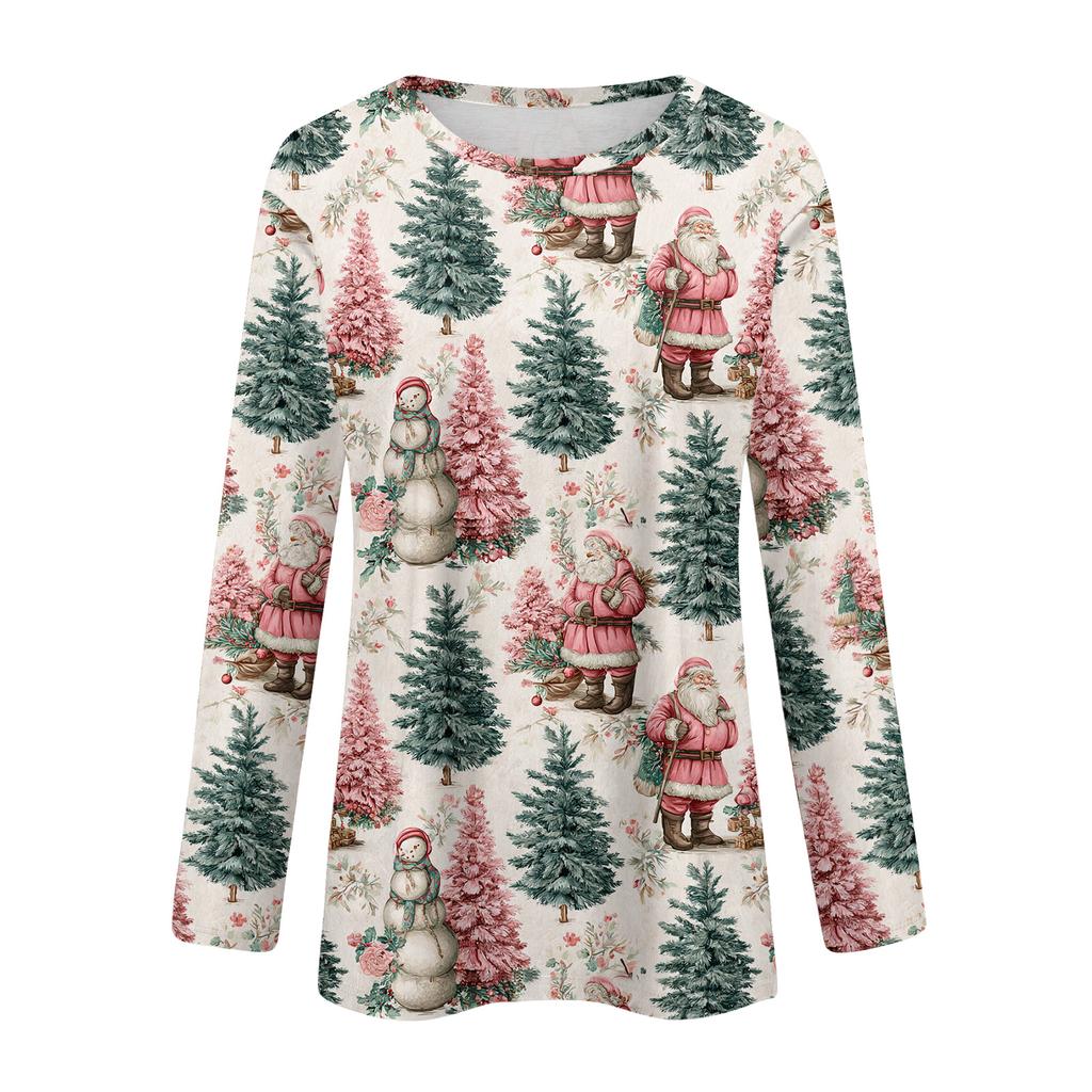 Long Sleeve Shirts For Women Cute Print Graphic Tees Blouses Casual Plus Size Basic Tops Pullover