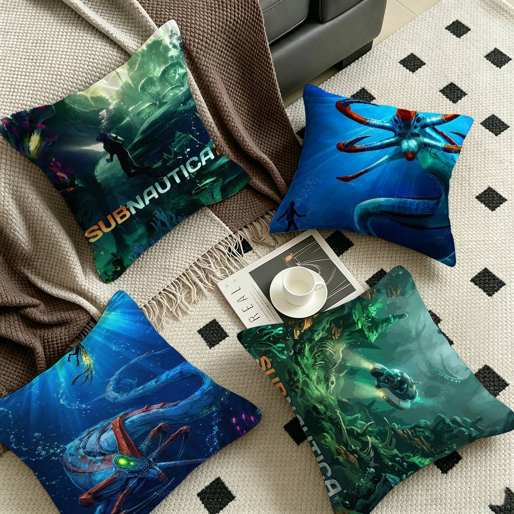 Subnautica Game Cover Pillow Covers Cartoon Sofa Decorative Home Double-sided Printing Short Plush Cute Cushion Cover