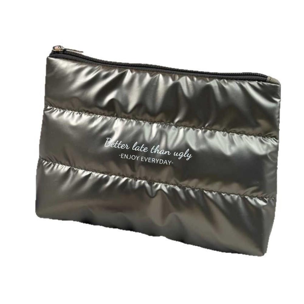 New Shiny Fluffy Makeup Bag Zipper Pouch Large Capacity Cosmetic Bag Quilted Puffer Beauty Pouch Bag Women