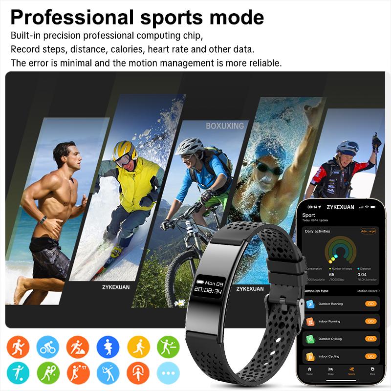 New Fitness Tracker Smart Bracelet Men Women Health Monitoring IPX8 Waterproof Smart Watch Heart Rate Sleep Monitor Smart Band