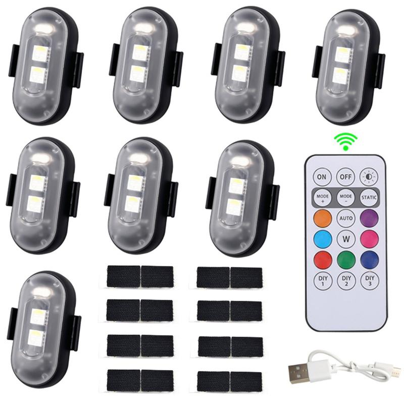 Wireless LED Strobe Lights IP65 Waterproof Car Decor Atmosphere Light Rechargeable for Car Drone Truck Motorcycle Aircraft Bike