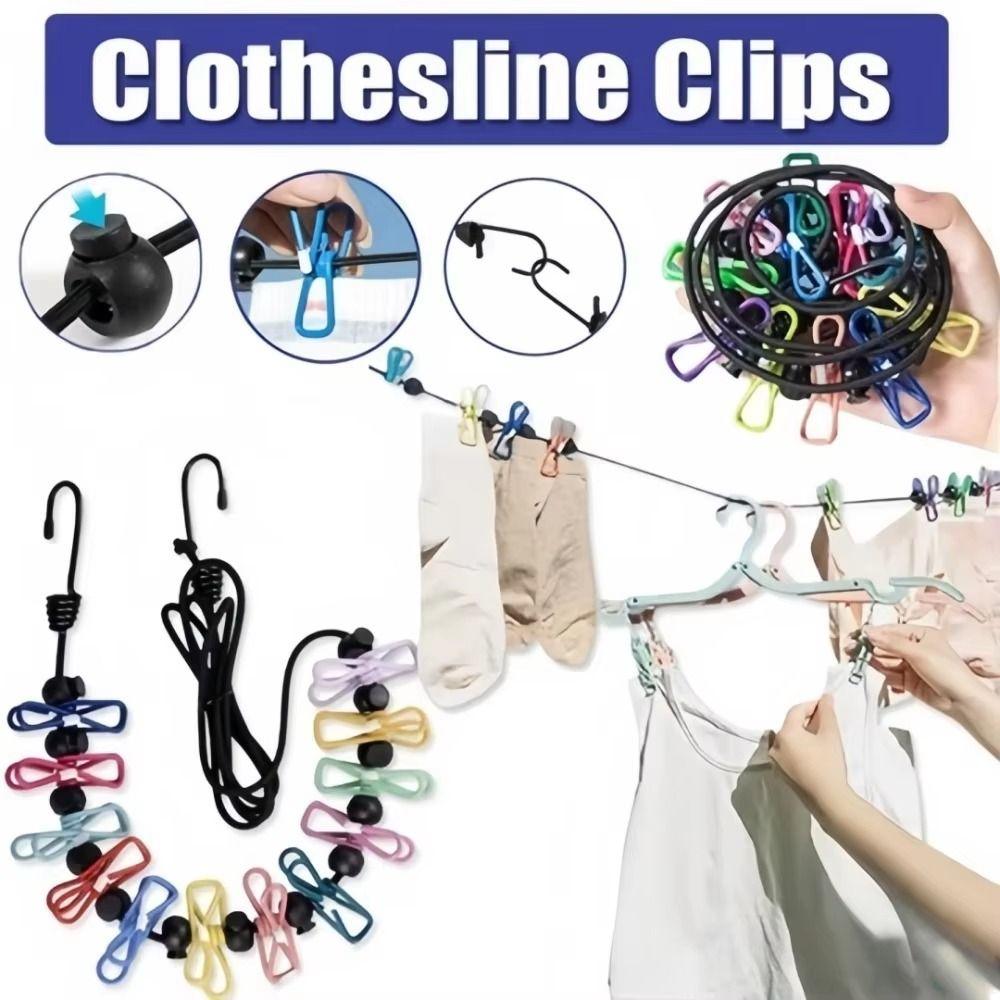 1.8 M Retractable Clothesline Elastic Stretch Elastic Clothes Drying Rack Travel
