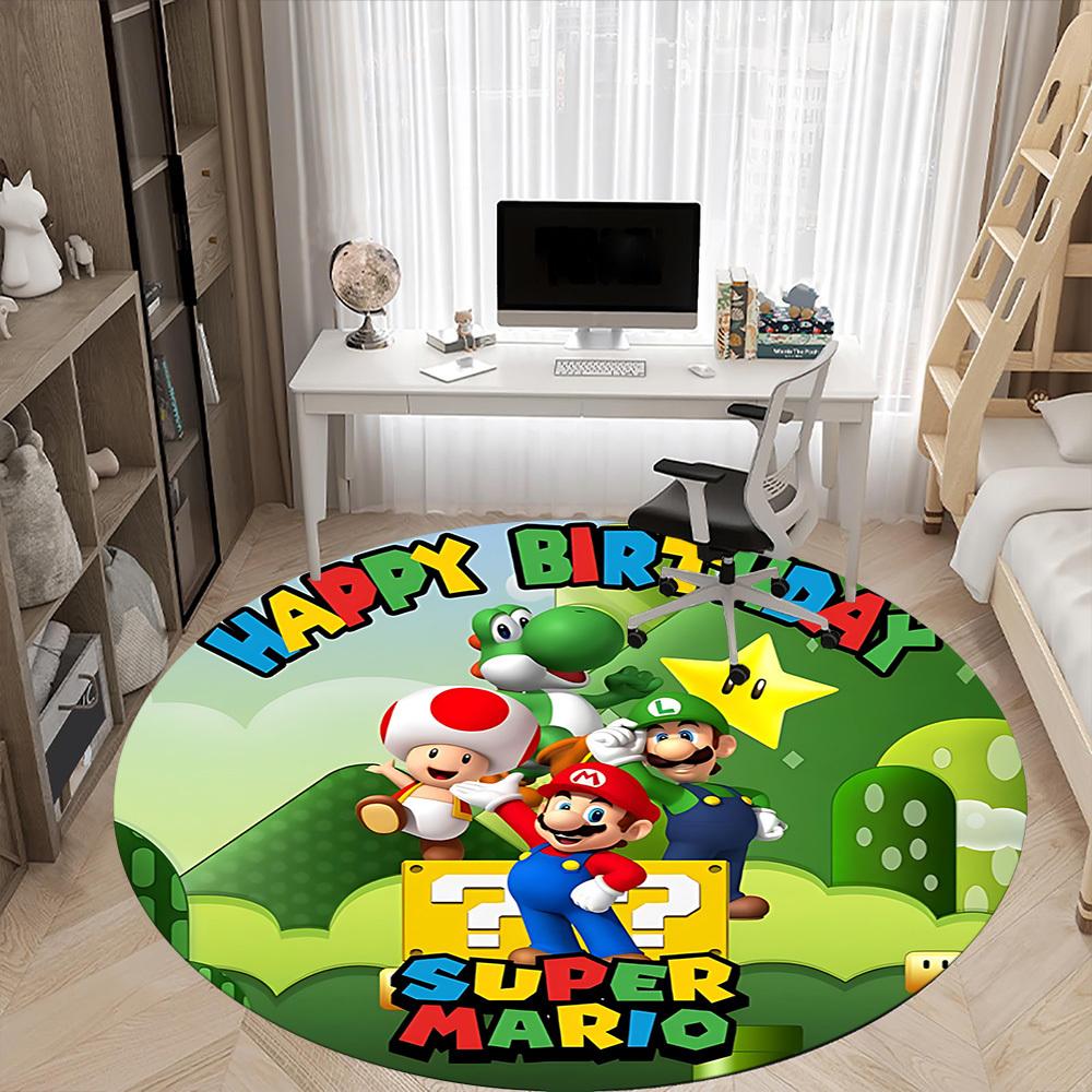 1pc Mario Party Office Round Area Rug, Bedroom Living Room Home Decor, Room Deco, Offic a1016211