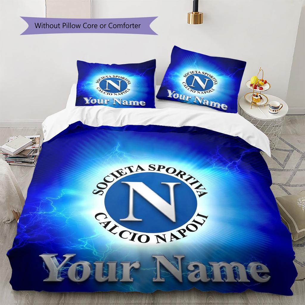 SSC Napoli Custom Name Pattern Bedding,Quilt Set Quilt Cover Pillowcase Home Birthday Gift(1 * duvet cover + 2 * pillowcase, without core)