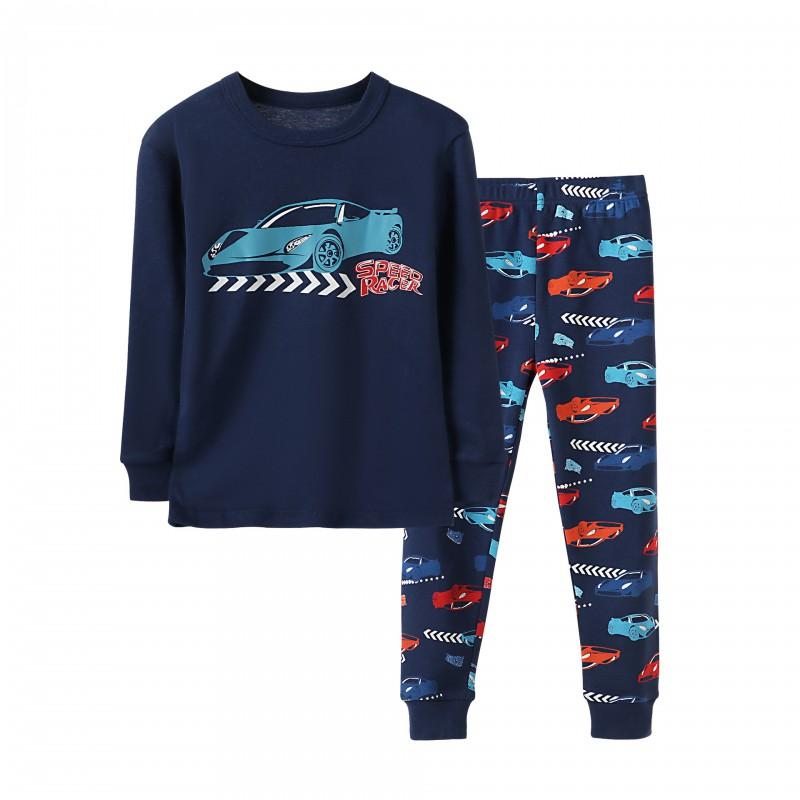 Cartoon Kids Cotton Pajamas Set Long Sleeve Sleepwear Boys Girls 90-140cm