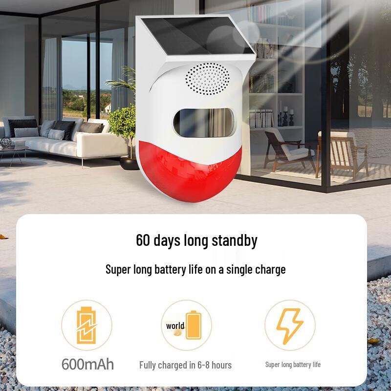 LFang Solar-Powered Wireless PIR Security Alarm
