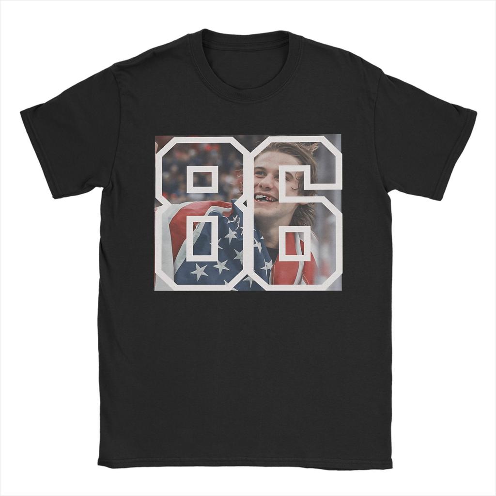 Hockey Hughes 86 USA T-Shirt Sommer Ästhetische T-Shirts Baumwolle Neuheit T-Shirt Für Unisexs Kurzärmelige Gemusterte Oberteile