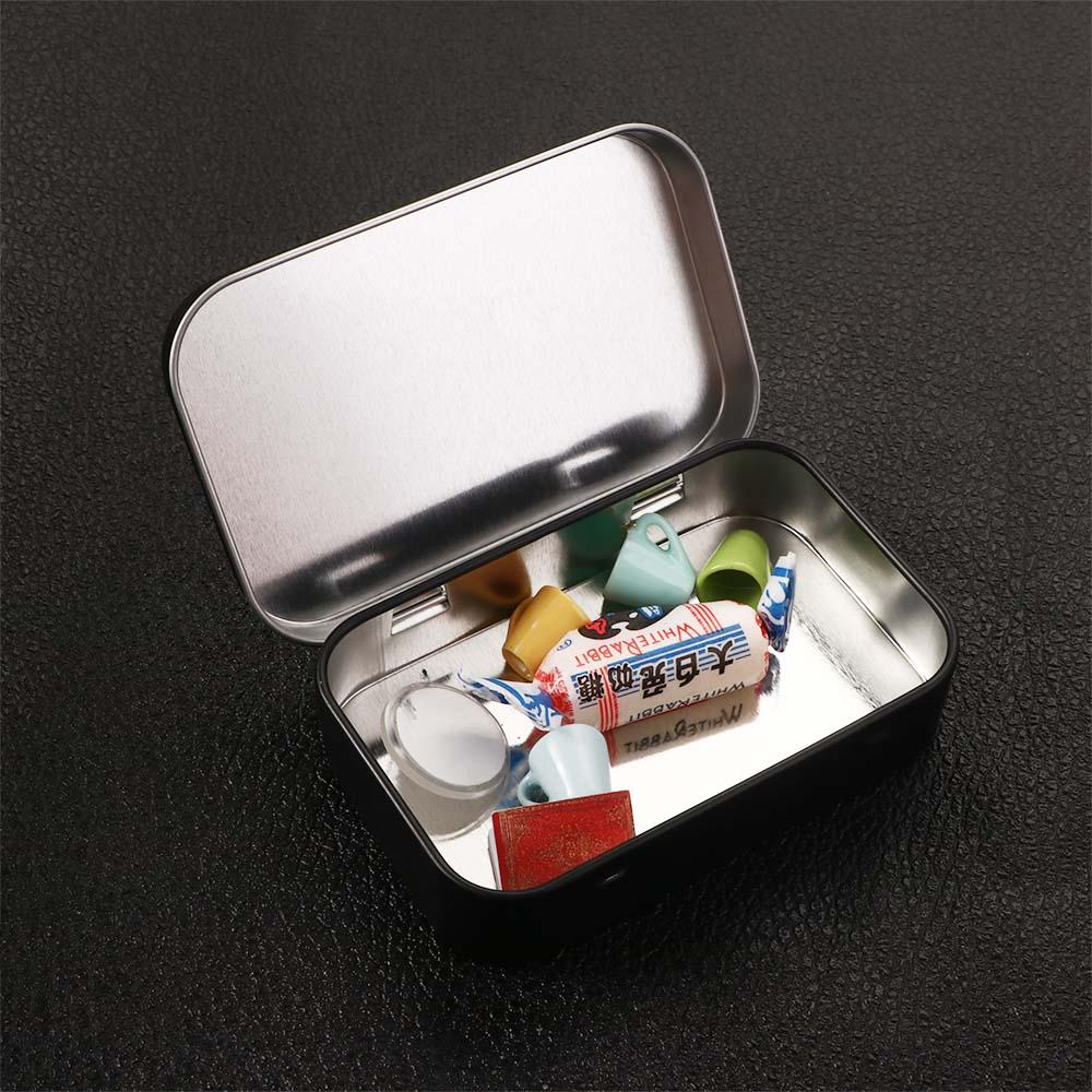 Sealed Tin Coin Organizer Key Organizer Black Card Case Candy Box Metal Empty Box Black Storage Box