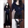 Womens Short Cropped Hooded Zip-Up Sweatshirt Top Slim Fit Long Sleeve Casual Office Wear Fall Winter