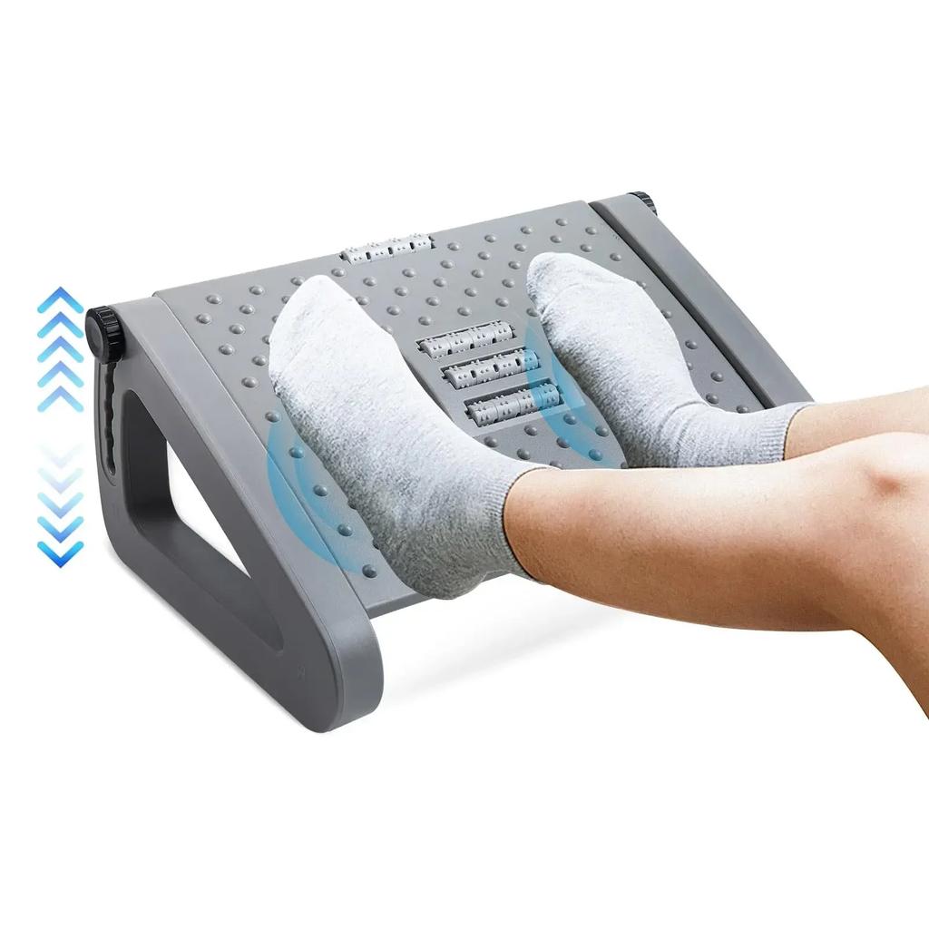 New Under Desk Footrest with Massage Rollers Ergonomic Foot Stool for Home Office Pain Relief and Comfort