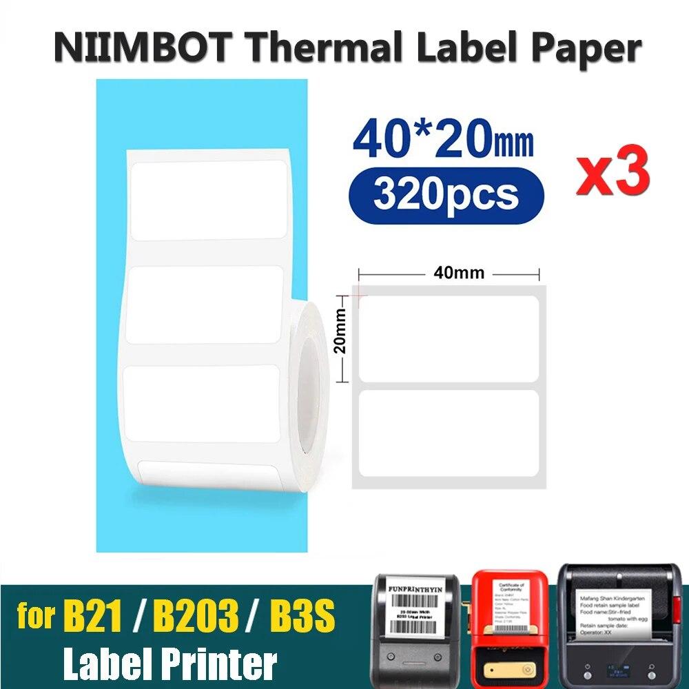 3Rolls Niimbot B21 B3S B1 White Label Sticker 30x20mmx320Pcs Thermal Label Paper Waterproof Scratch-Resistant Jewelry Price Tag