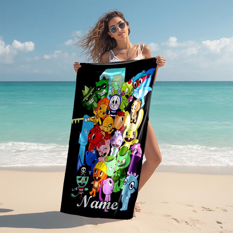 Personalized customized proof beach towel with Happy Tree Friends pattern - soft, absorbent,quick-drying,perfect swimming,camping&bathing