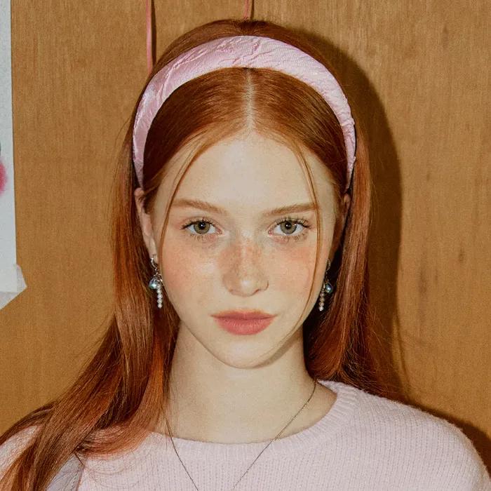 Jacquard Ribbon Volume Hairband _ Pink