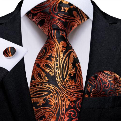 Dibangu Mens Silk Necktie Set Striped Paisley Solid Tie Pocket Square Cufflinks