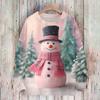 Ladies' Fashionable And Casual Christmas Cute Printed Round Neck Long Sleeved Knitted Yarn
