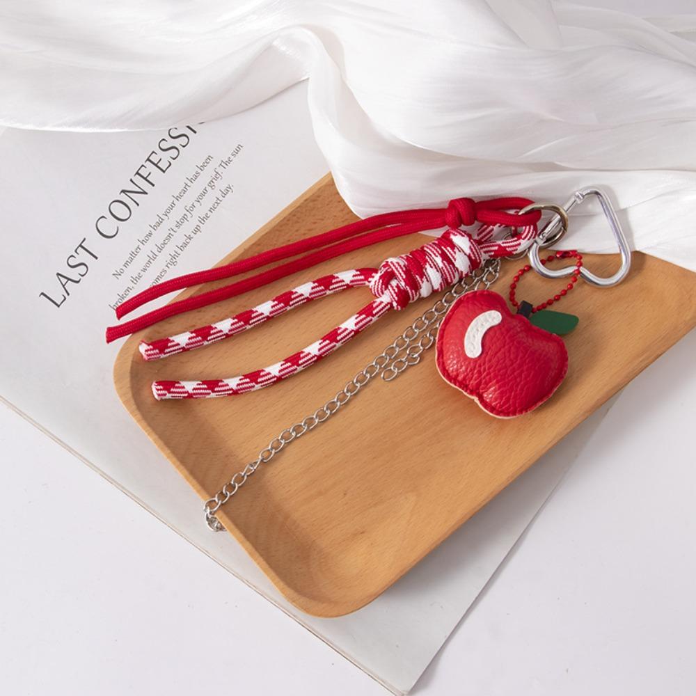 PU Leather Fruit Handmade Keychain Heart Braided Rope Car Keyrings  Girls Couple Girlfriends