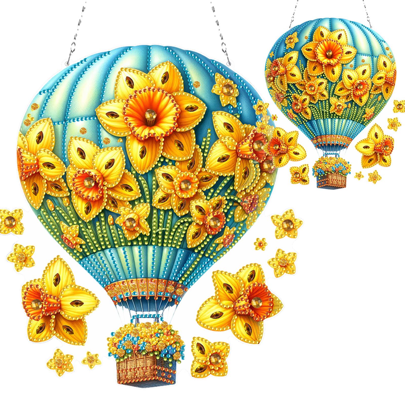 

Flower Hot Air Balloon Theme 2D/Flat DIY Special Shape Hanging Diamond Art Kits Diamond Painting Set Home Wall Decoration Crafts