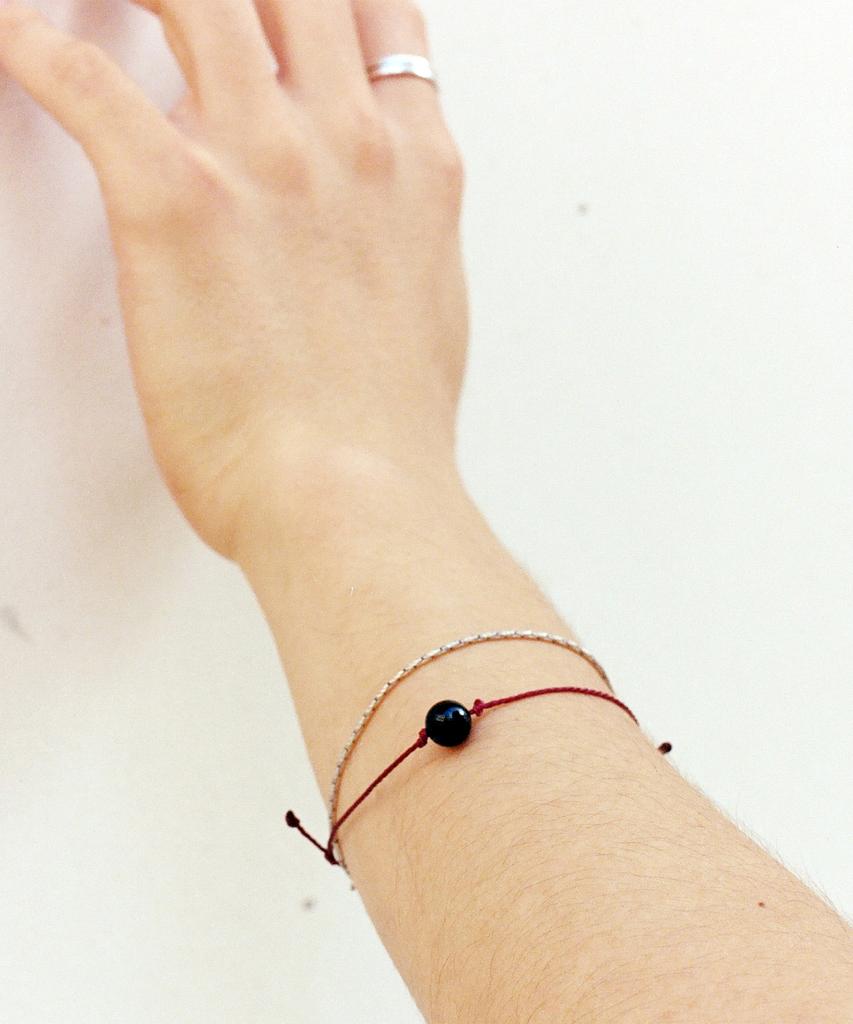 Ourpierre Black Ball Rope Bracelet