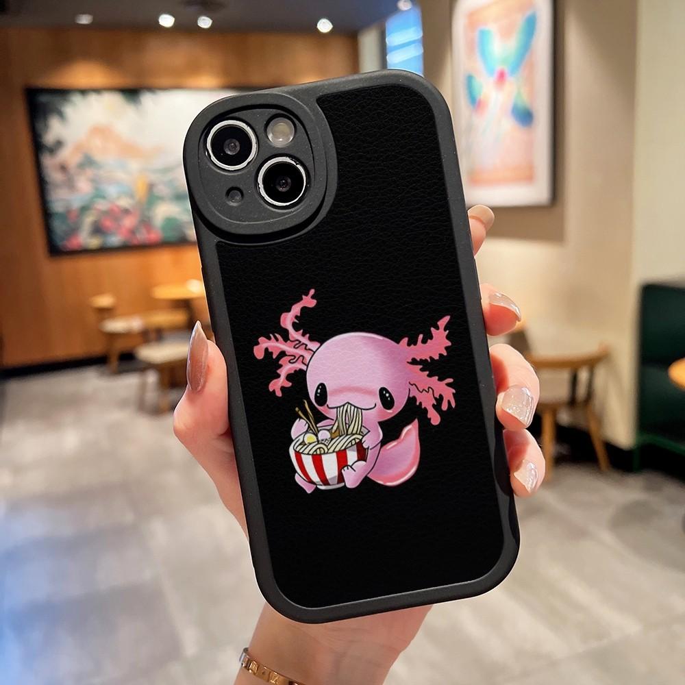 Axolotl and Ramen Phone Case For Apple Iphone 14 flirtatious Pro Max11 13 12 Mini X Xr Xs 8 Puls Se Lambskin Silicone Cover
