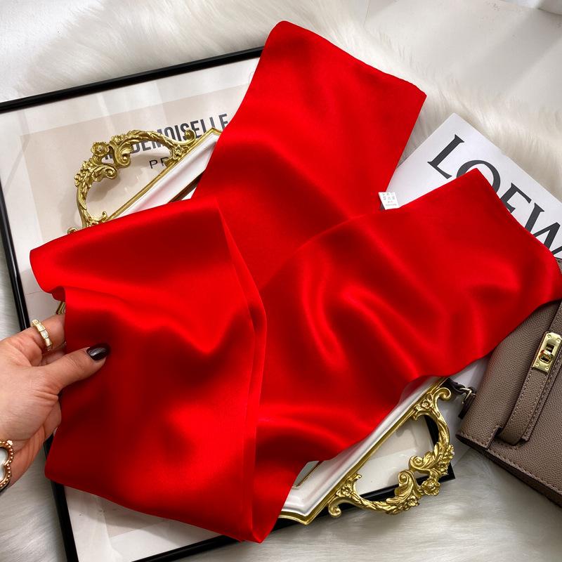 

Solid 100% Natural Real Silk Scarf Women Bandana Square Scarves Wrap Kerchief Mulberry Spring Fashion Luxury High Quality Hijab