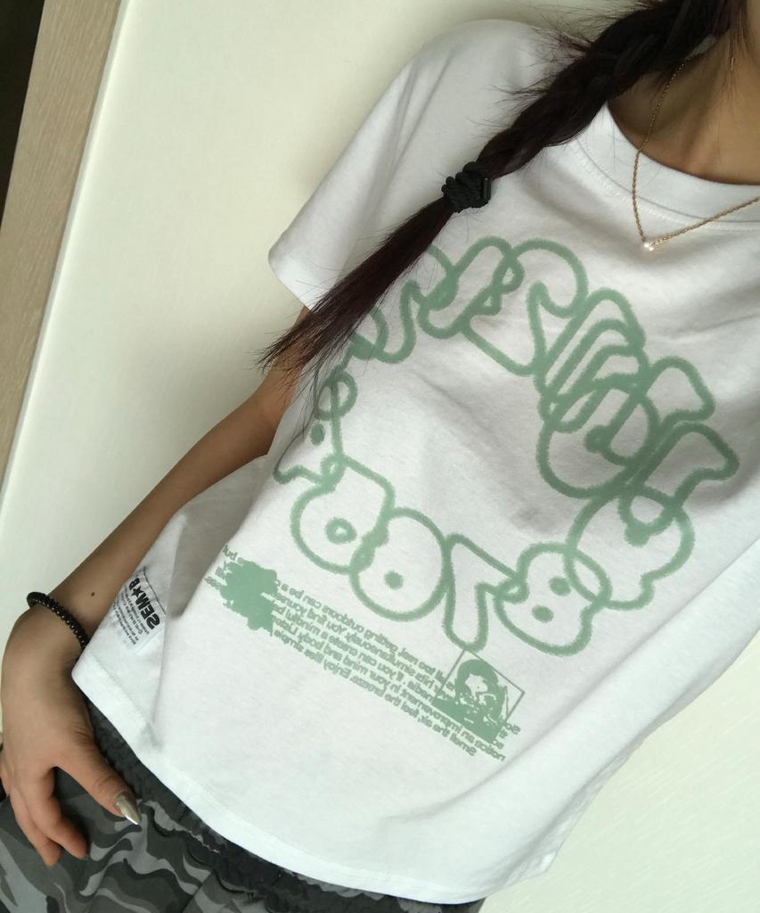 Ssobi Mint-Num Semi-Cropped Short Sleeve Tee [White]