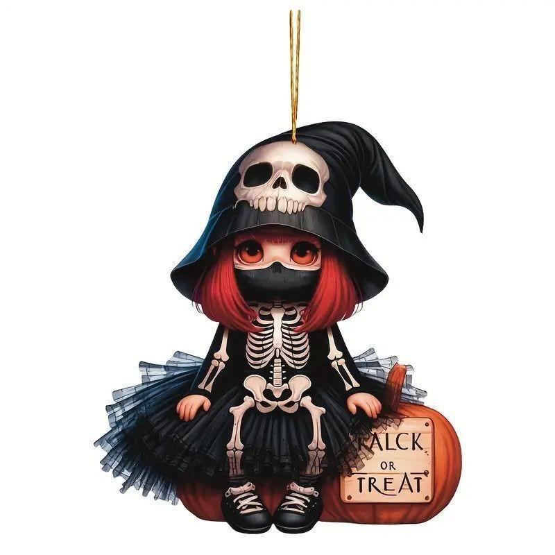 Skeleton Girl Halloween Acrylic Hanging Pendant For Seasonal Vehicle Decoration