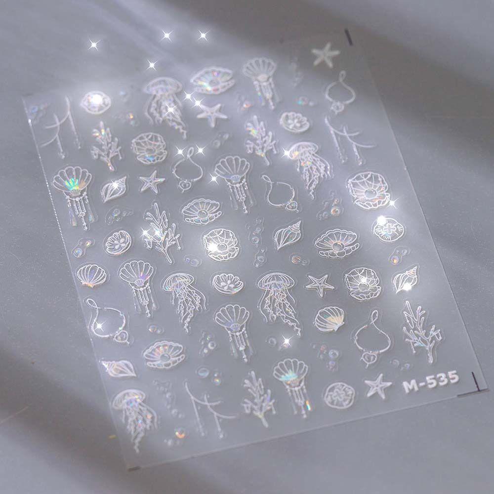 Dolphin Ocean Nail Stickers Sea Jellyfish Ocean Nail Decorations  Summer Beach
