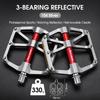 WEST BIKING MTB Bicycle Pedals Ultralight CNC Aluminium Alloy Anti-Slip Road Bike Flat Pedals Cycling 3 Bearing Bike Pedals BMX