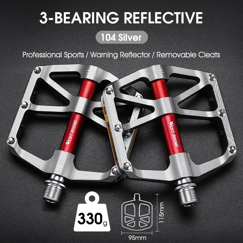 WEST BIKING MTB Bicycle Pedals Ultralight CNC Aluminium Alloy Anti-Slip Road Bike Flat Pedals Cycling 3 Bearing Bike Pedals BMX