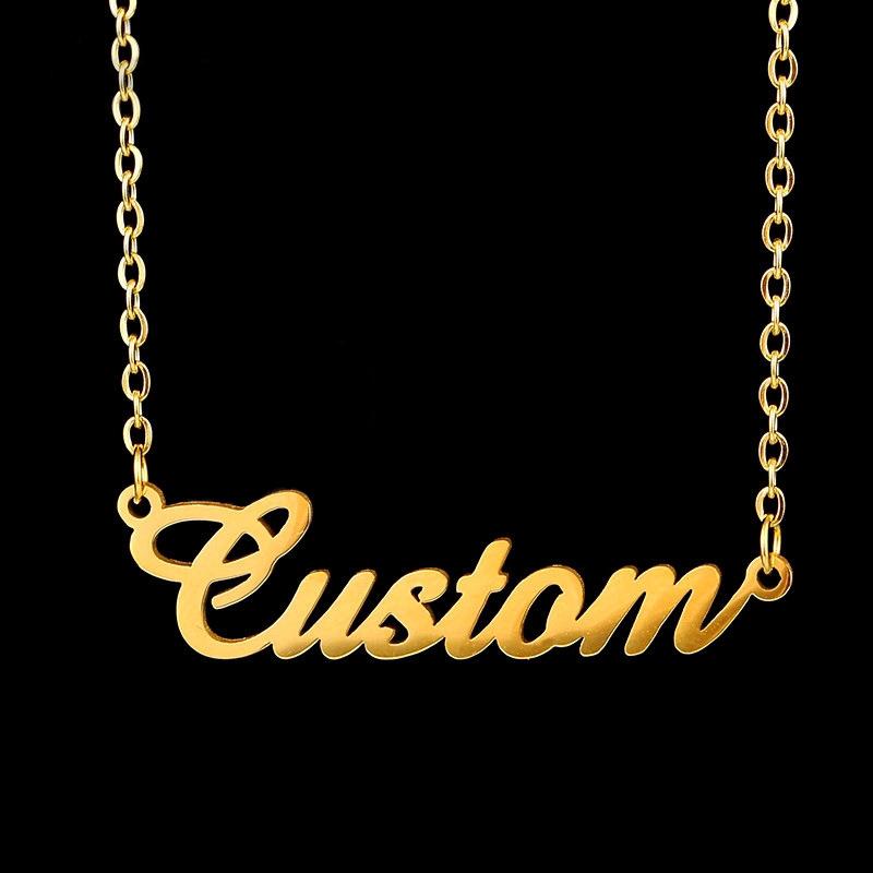 Personalised Custom Name Necklace Stainless Steel Jewelry 18K Gold Plated Letter Customized Name Pendant Necklace