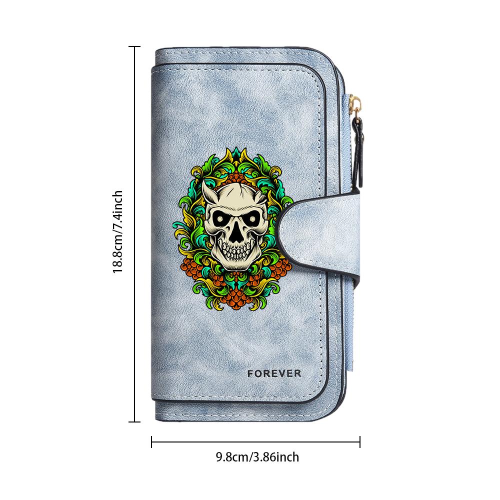 Gothic Skull Pattern Long Wallet for Women