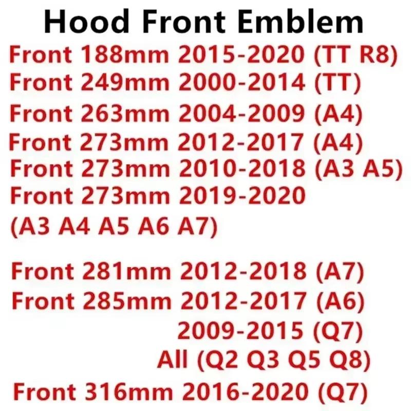 Car Logo Badge Black SFront Grille Rear Trunk 4Ring Sticker Emblem For Audi A1 A3 A4 A5 A6 A7 S3 S4 S5 S6 RS3 RS4 RS6 Q3 Q5 Q7