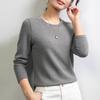 Wool Blended Shirt Autumn and Winter New Ankola Red Crew Neck Fleece Bottoming Shirt Slim-fit Polished Top