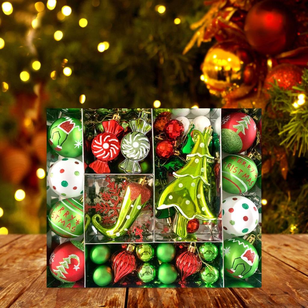 Ornament Set, Christmas Decoration, Elf Balls, Elegant, /Green, Christmas Tree