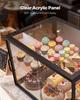 Bakery Display Case, 2-Tier Commercial Countertop Pastry Display Case, Clear Acrylic Bread Box for Kitchen, Party Cake Cabinet with Sliding Door for