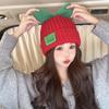 Autumn and Winter Candy Color Bow Wool Hat for Women Korean Style Versatile Face Showing Small Warm Knitted Hat for Students Sweet Cold Hat