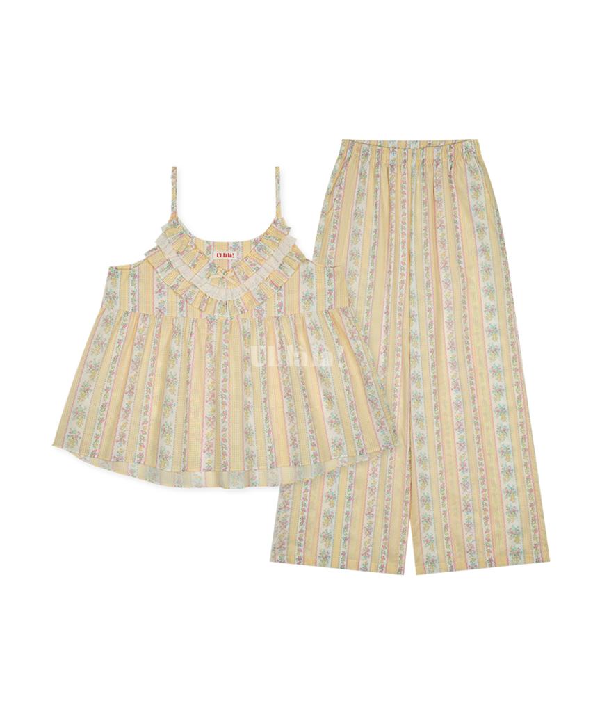 Ullallapajama [Free Scrunchie] Novella Sleeveless Two-Piece Set Cream (60 Count)