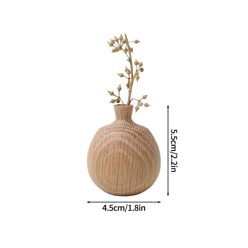 Wooden Flower Vases Wood Vase For Flowers Office Desk Accessories Room Decor Home Desktop Ornament