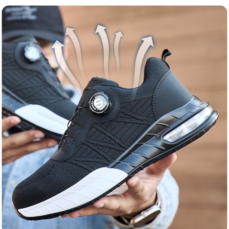 Men's Steel Toe Safety Shoes Anti Smash & Anti Puncture Lightweight Work Fashionable And Durable Buttoned Safety Shoes Boots