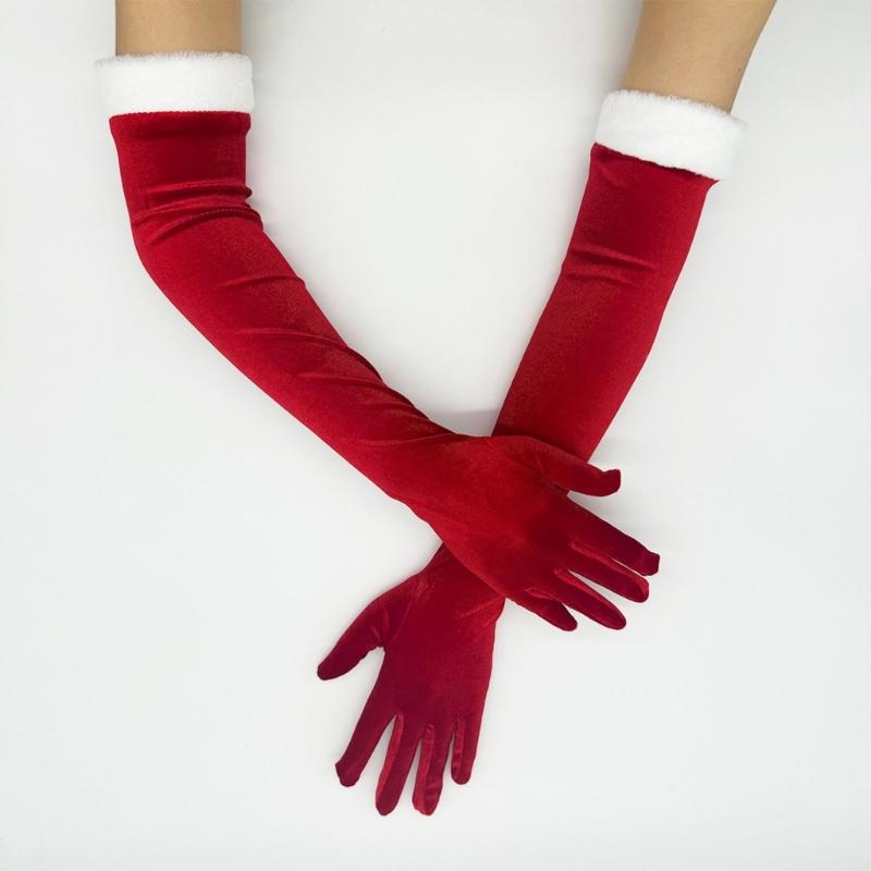 Breathable Holiday Gloves Fashion Red Polyester Christmas Gloves For Family Gatherings And Festive Event